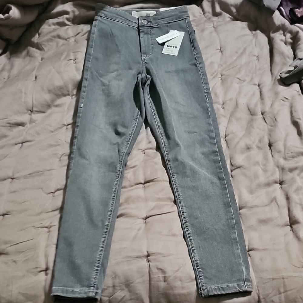Topshop Petite Grey‎ Joni Super High Wasted Skinny Jeans
